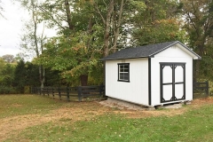 Painted-Utility-Shed-with-custom-double-barn-doors-and-custom-overhanging-eaves- Old Hickory Sheds Painted-Utility-Shed-with-custom-double-barn-doors-and-custom-overhanging-eaves- Old Hickory Sheds